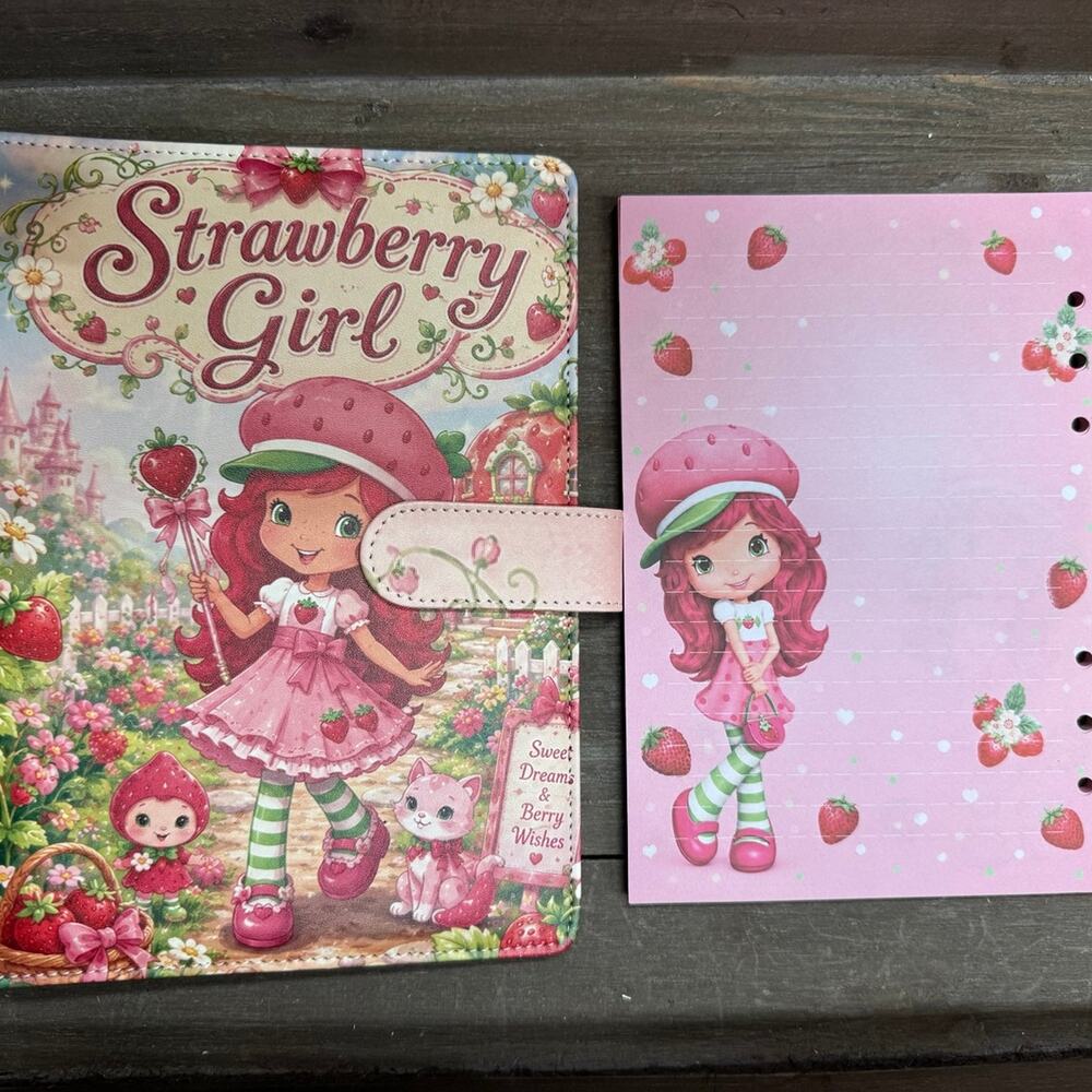 Strawberry Shortcake Girl A5 Binder with matching printed paper